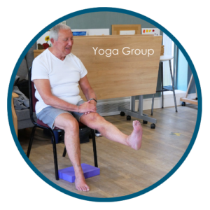 A yoga group session being lead by Tony our yoga instructor.