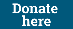 A blue clickable button with white writing that says donate here